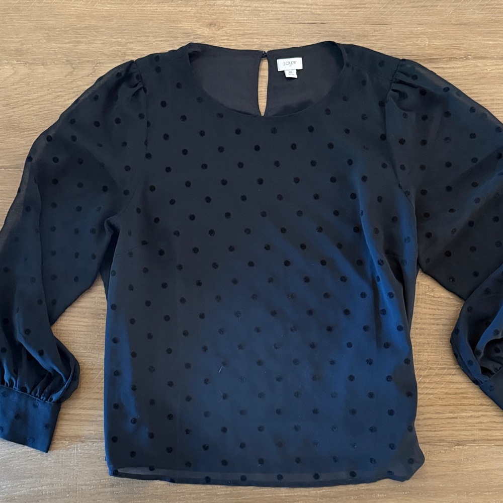J Crew Black Polka Dot Blouse